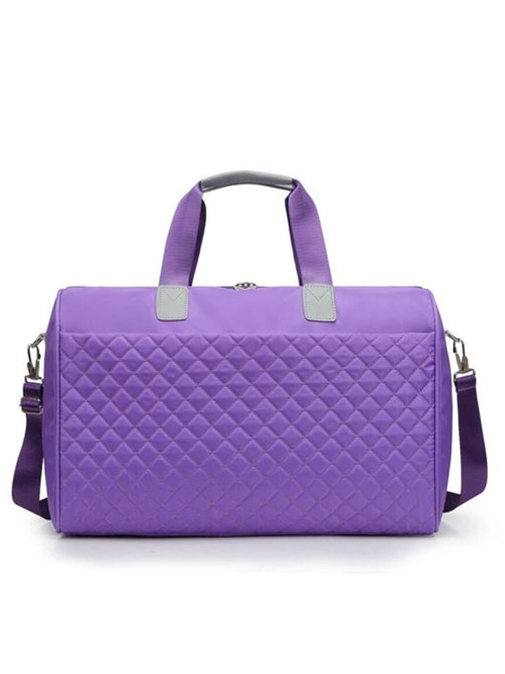 Fashion Waterproof Travel Weekender Quilted Duffle Bag Purple