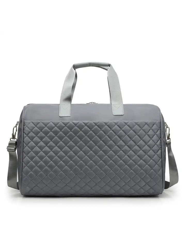 Fashion Waterproof Travel Weekender Quilted Duffle Bag Grey