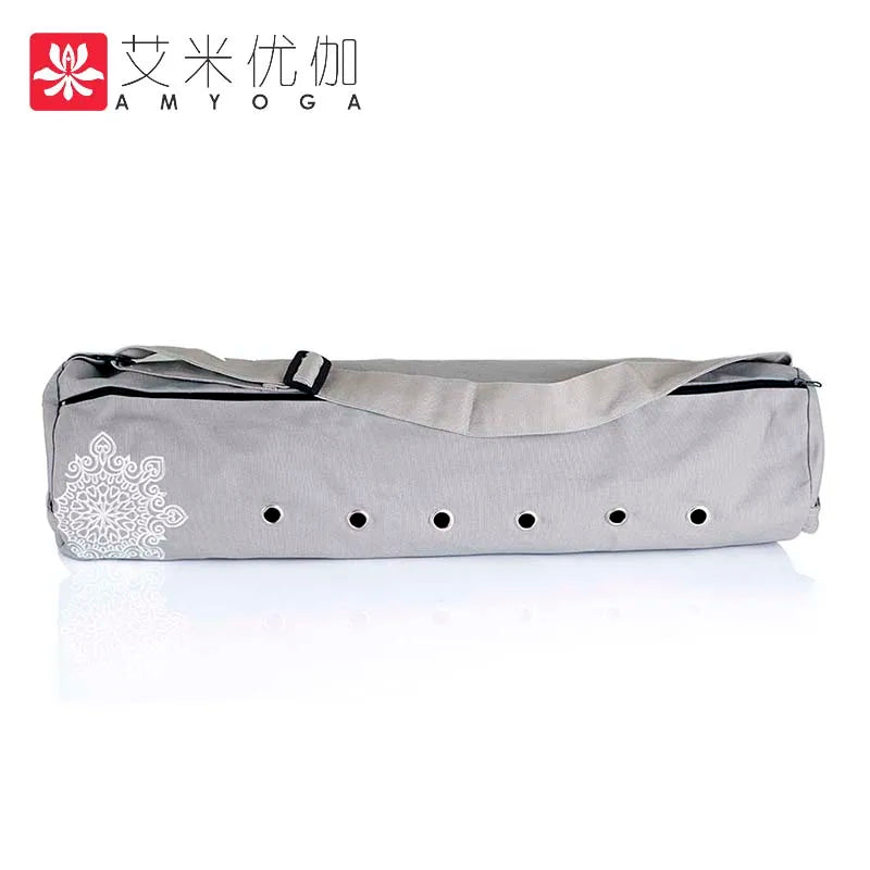 durable canvas cotton yoga mat bag with large zipper opening easy loading mat