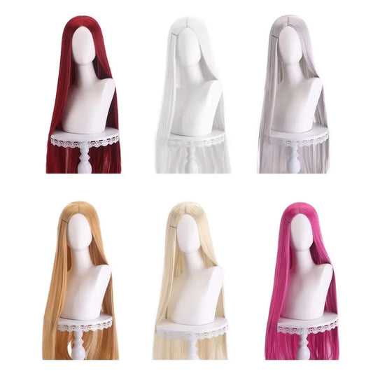 Long Straight Wig 100cm Black Daily Wear, Unisex Center Parted Lace Front for Halloween Cosplay Anime Themed Party