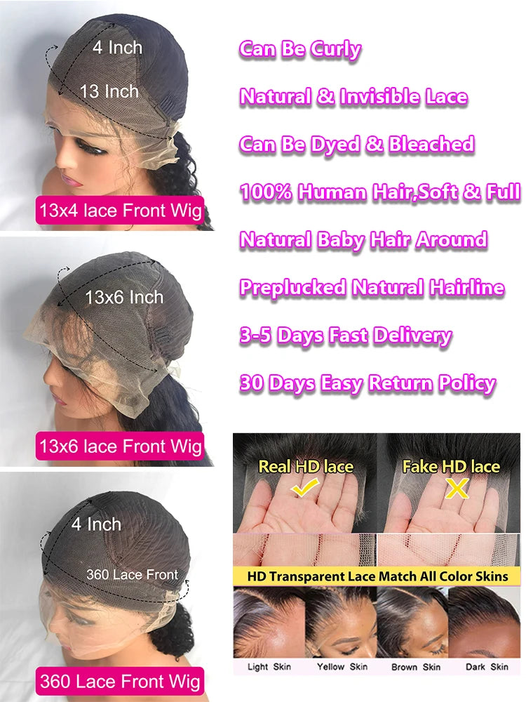 250 Density Body Wave 13x6 Hd Lace Frontal Wig Human Hair 360 Brazilian Pre Plucked Lace Wigs For Women 13x4 Hd Lace Front Wigs