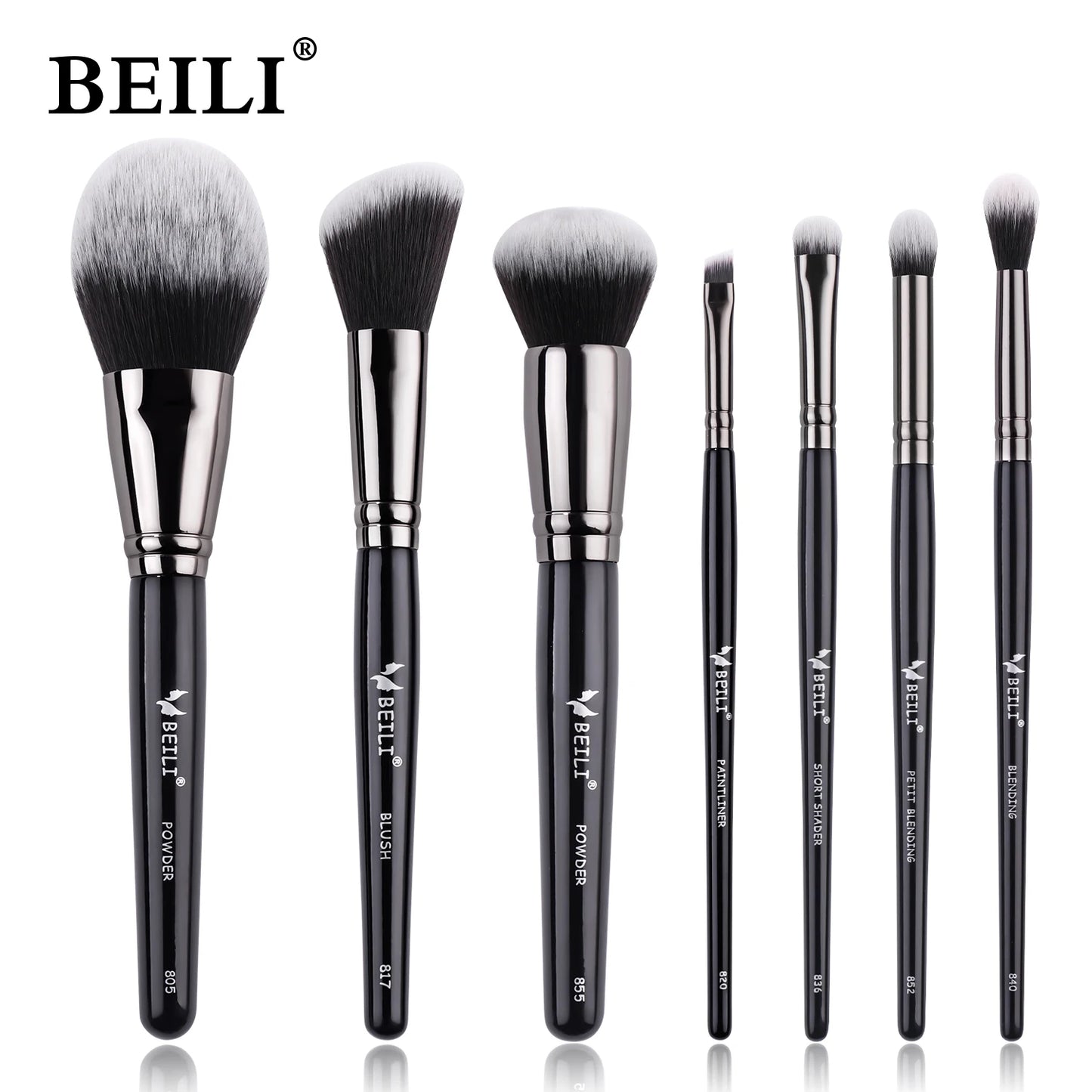 BEILI Professional Black Makeup Brushes Set Synthetic Hair Kabuki Foundation Blush Eyeshadow Smoky Brush Beauty Tool For Women