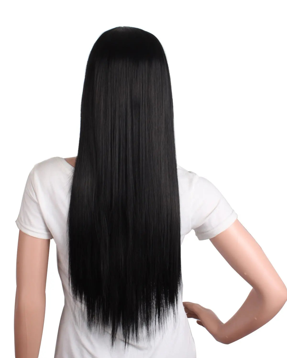 28" / 70cm Beautiful Synthetic Women's Bangs Long Straight Wigs Women Black Grils Party Cosplay Wigs