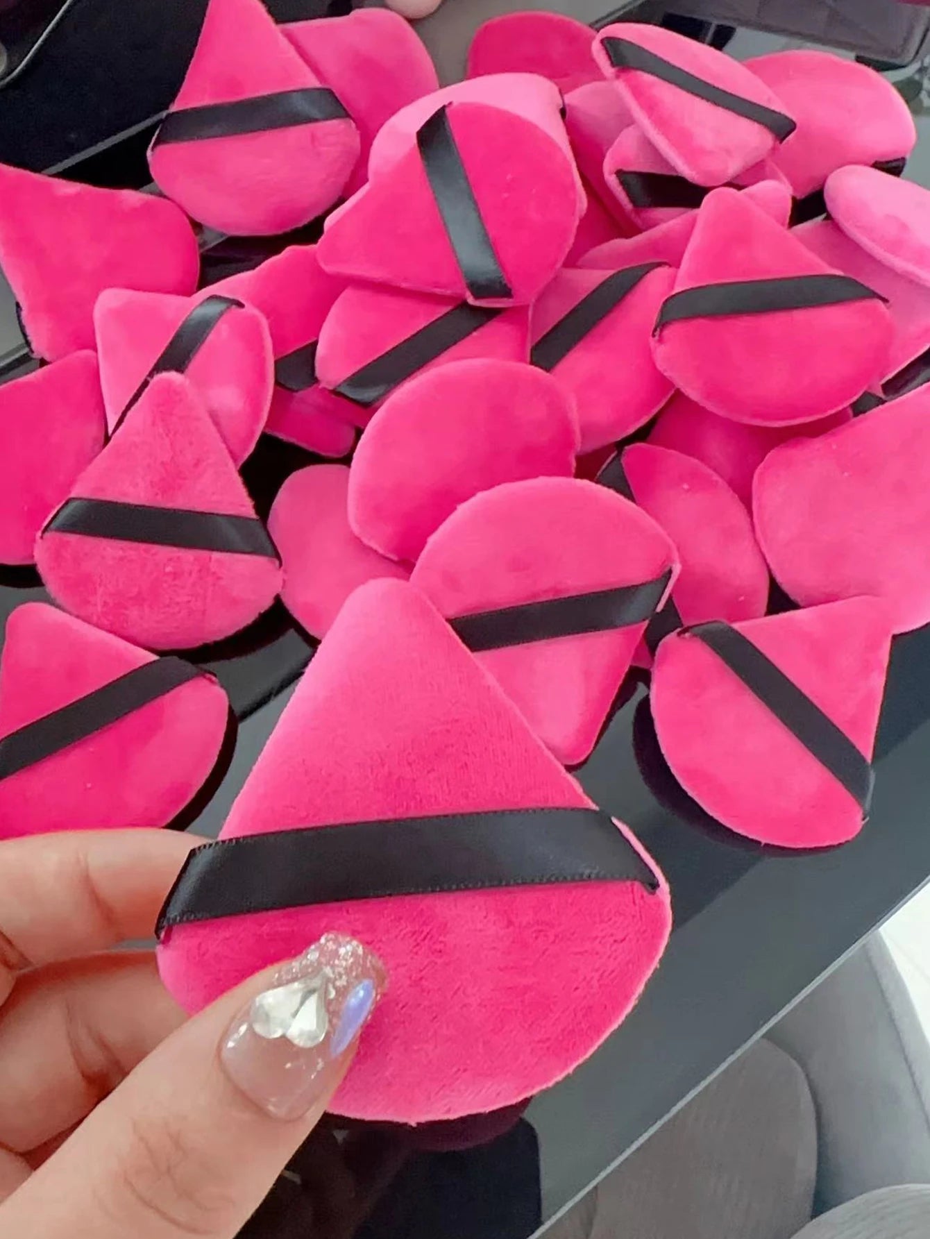 50Pcs Mixing colors randomly Triangle Powder Puff For Loose Powder Liquid Cosmetic Soft Plush Powder Puff Makeup Foundation Puff