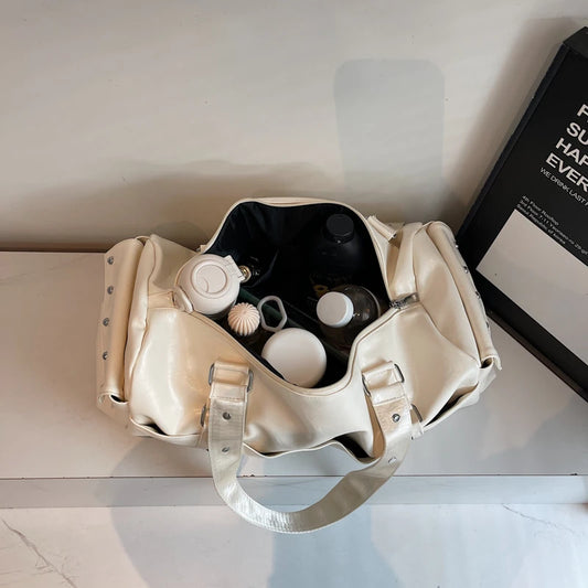 Gym Bag, Outdoor Travel Storage Backpack, Leather Material, Multiple Compartments, Suitable for Both Men and Women