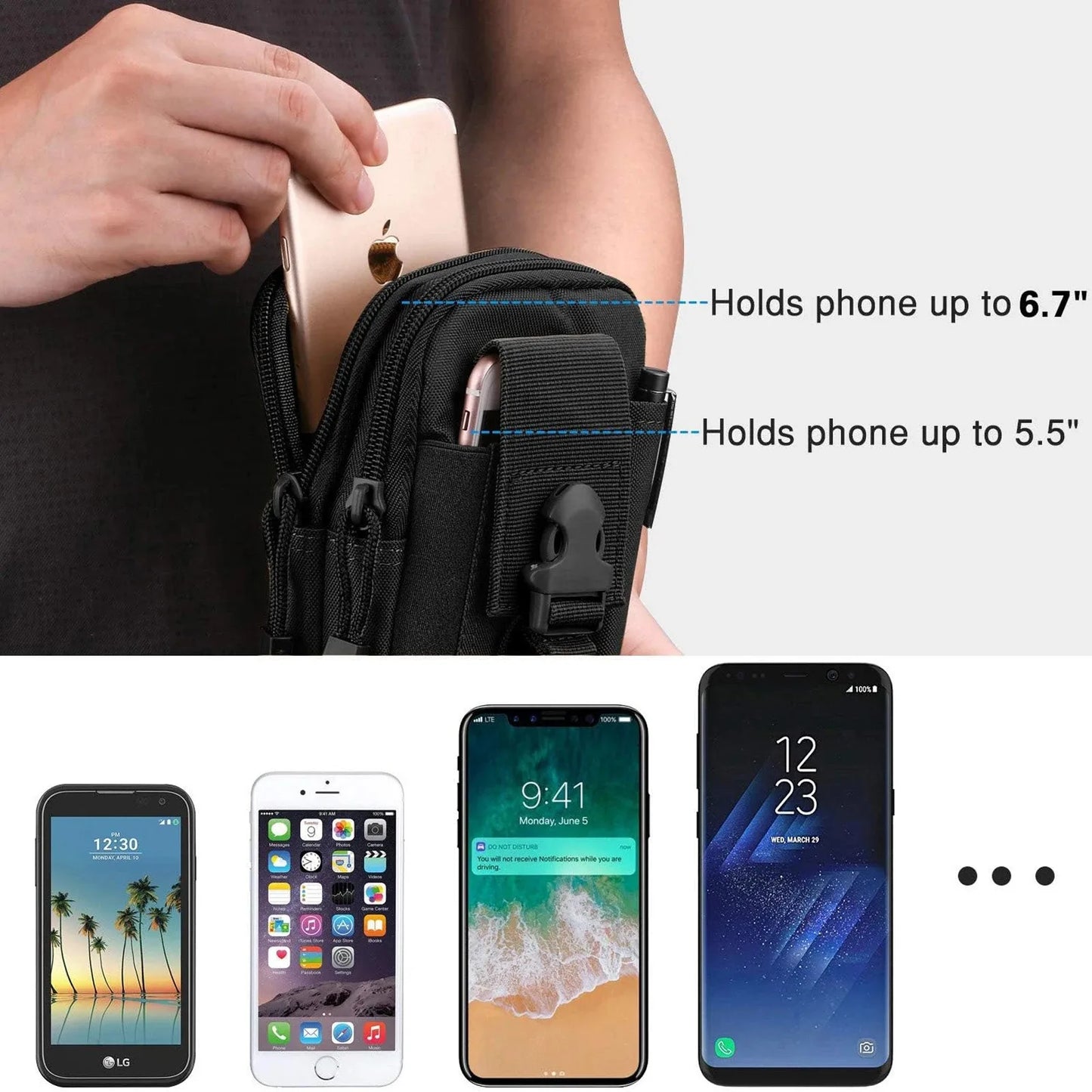 Magnetic Gym Phone Sling Bag for Men Women GYM Floor Organizer Sport Chest Crossbody Handle Pouch for Earphone Key Water Bottle