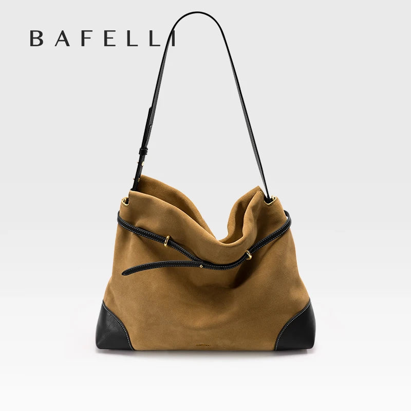 Genuine Suede Women's Bag Large Capacity Crossbody Underarm Tote for Commuting Multi-functional Hobo Bag