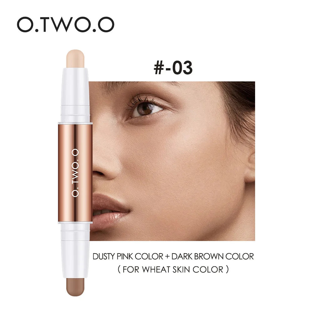 O.TWO.O Double Head Contour Concealer Stick Waterproof Matte Finish Brighten Highlighters Contouring Pen For Face Makeup