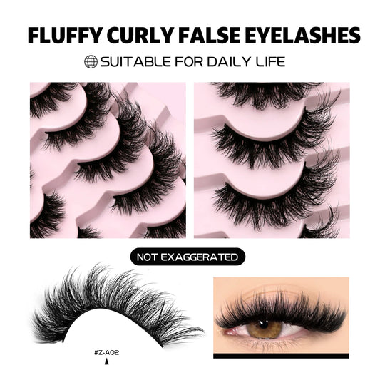 GROINNEYA 3D Mink Lashes Cat Eyelashes Fluffy Wispy Volume Lashes Natural Feathery Effect Lightweight Flexible Band Fake Lashes