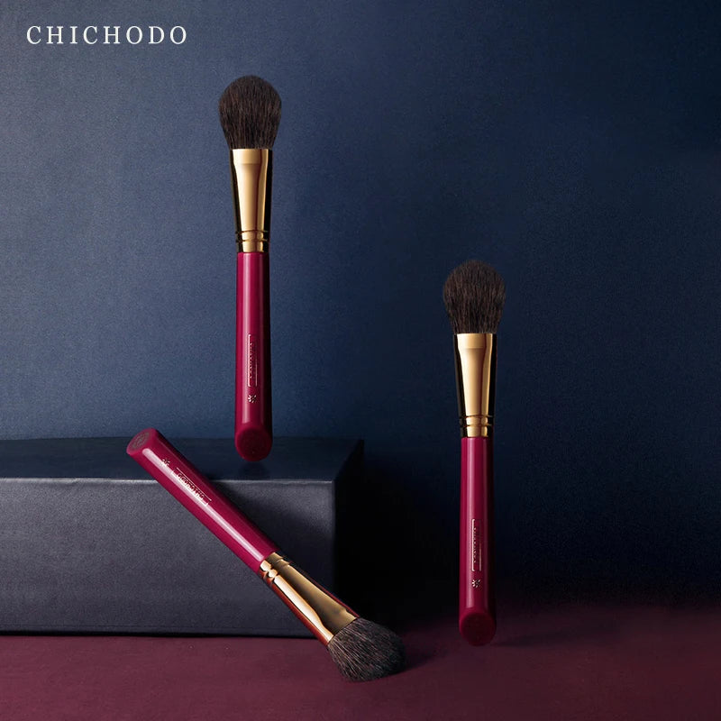 CHICHODO Luxury Makeup Brush Precision Blush Brush High Quality Soft Brush Made of Animal Hair- Red Rose Series 014