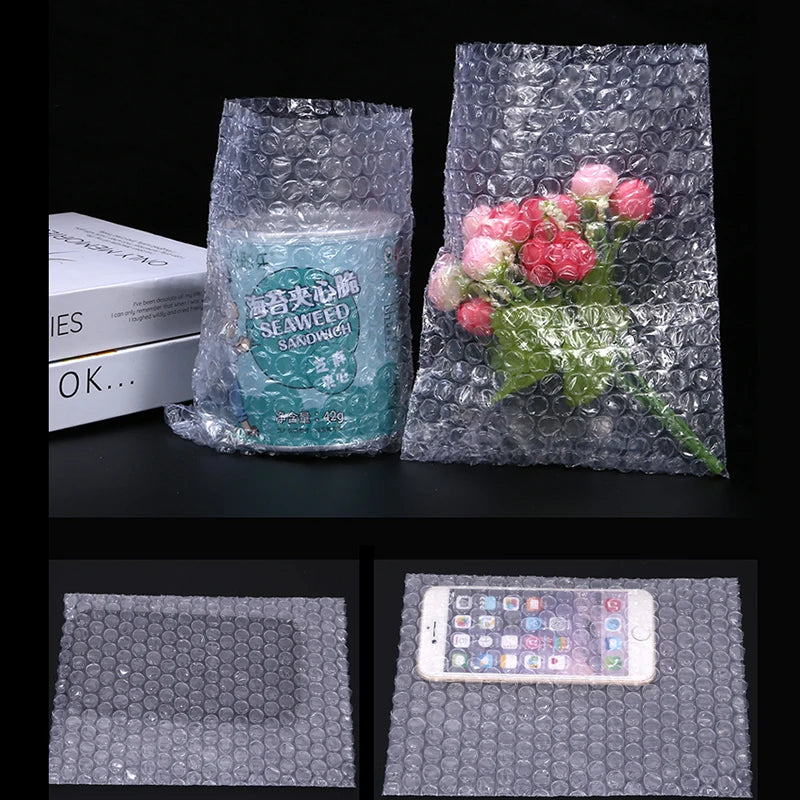 50Pcs Plastic Protective Wrap Envelope White Bubble Foam Packing Bags PE Clear Bubble Bag Shockproof Bag Double Film Cushioning