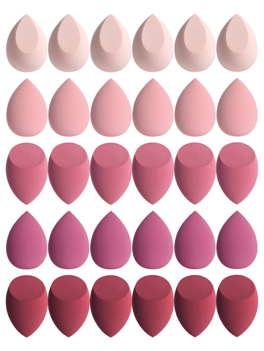 30 Beauty Eggs (Makeup Sponges) Foundation Make-Up Mixed Beauty Sponge, Liquid, Cream and Powder Without Blemish, Multi-Color C