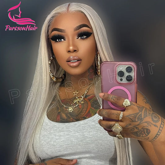 Platinum Blonde Glueless Wig #60 613 Color Wig 13x4 HD Lace Front Human Hair Wig Women Brazilian Straight Lace Front Wig