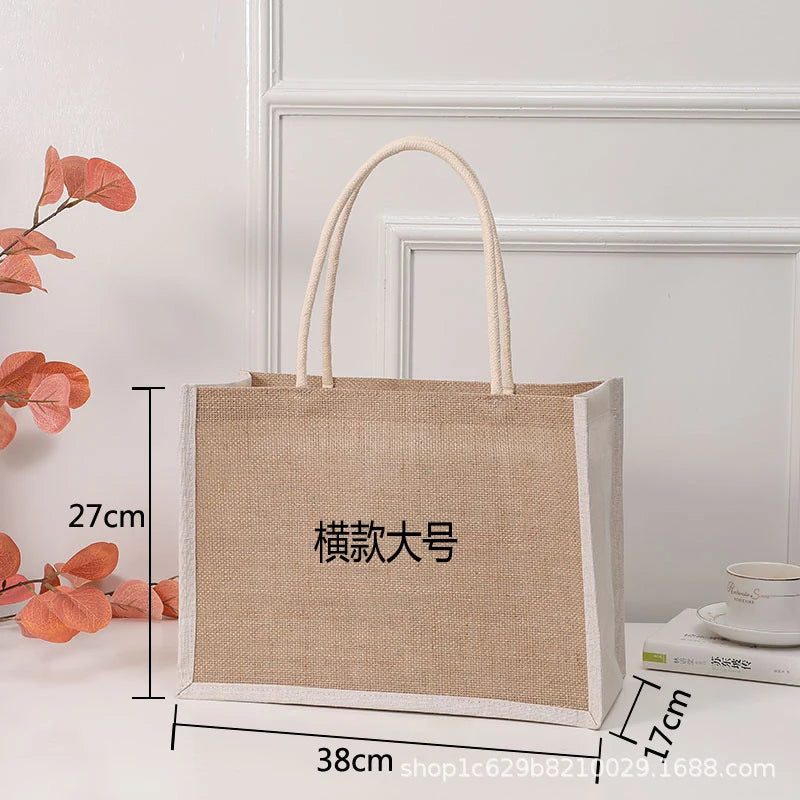 Cotton bag Burlap Grocery Bag Canvas Tote Shopping bag Shoulder Eco-Friendly Handbags Cotton Storage Bag portable burlap handbag