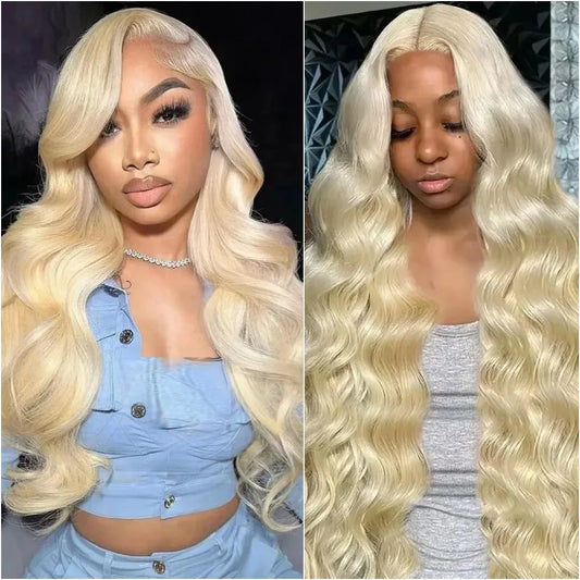 250 Density Body Wave 613 Honey Blonde HD Transparent Lace Front Human Hair Wigs 38 Inch 13x6 Lace Frontal Wig Brazilian Women
