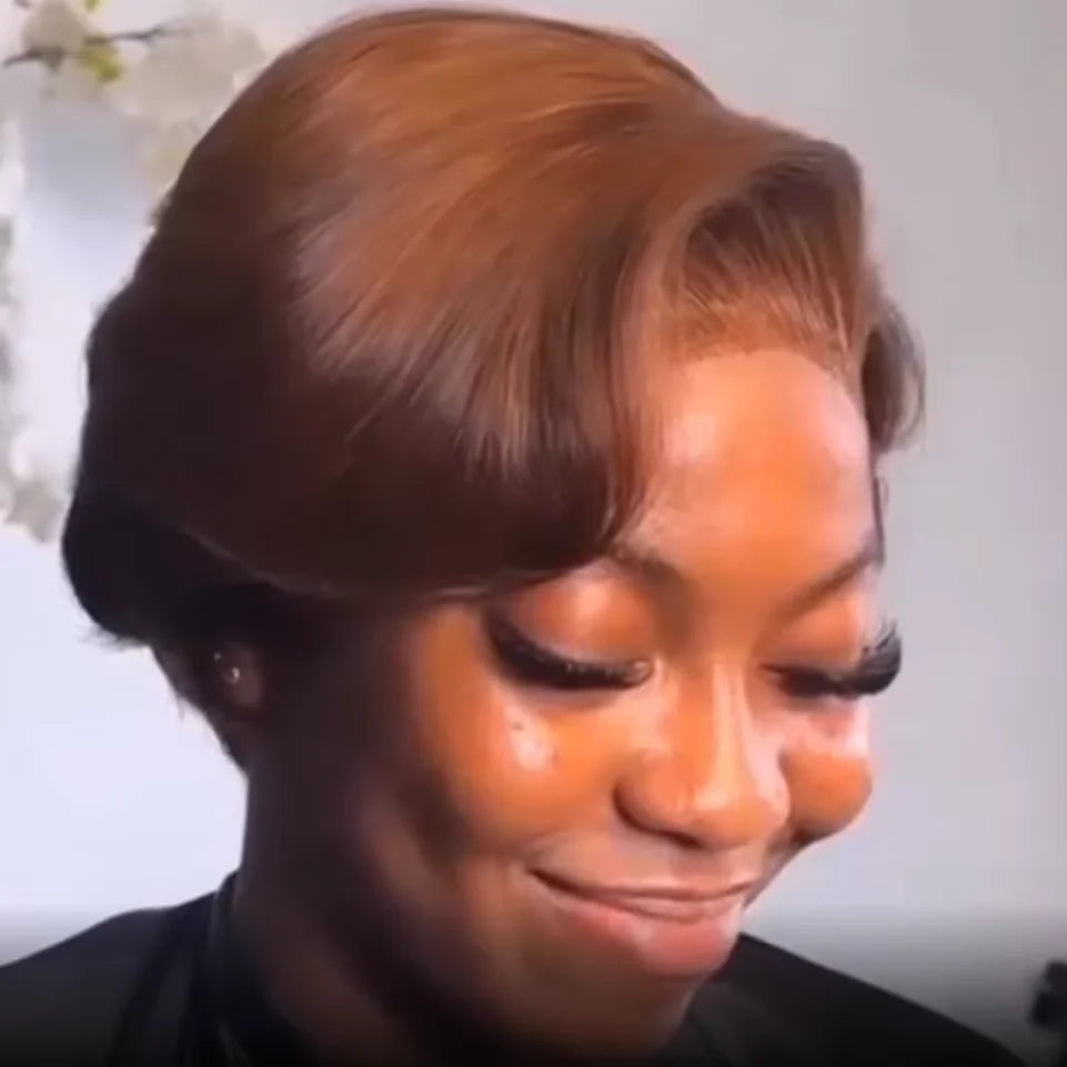 Burmese Hair Side Part Pixie Cut Straight Wigs Short Bob Hair Wig 100% Human Hair 13x4 Lace Front Human Hair Wigs Natural Color