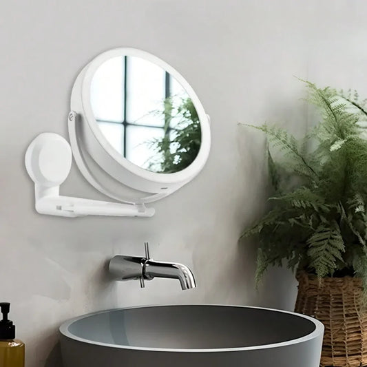 Wall LED Vanity Cosmetic Mirror with Touch Screen Foldable Dimming Makeup Mirror USB Charging 360 Rotation Double-sided Bathroom