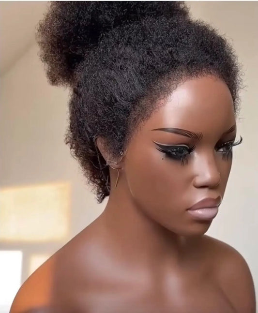 180Density Yaki Soft Preplucked Black 26" Long Glueless Kinky Straight Synthetic 13X4 Lace Front Wig For Women Baby Hair Daily