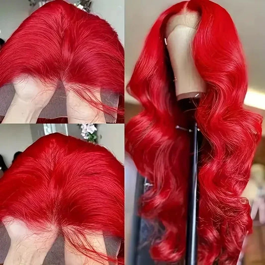30 40 Inch Hot Red 13x6 Hd Lace Frontal Wigs Human Hair Wig Brazilian Red Colored Body Wave 13x4 Lace Front Wig For Black Women