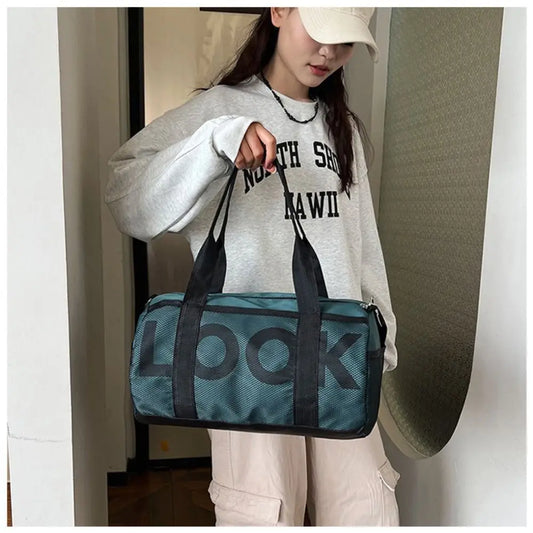 New Letter Printing Beach Shoulder Bag Large Capacity Solid color Travel Luggage Bag Nylon Handbag Fitness Yoga Bag