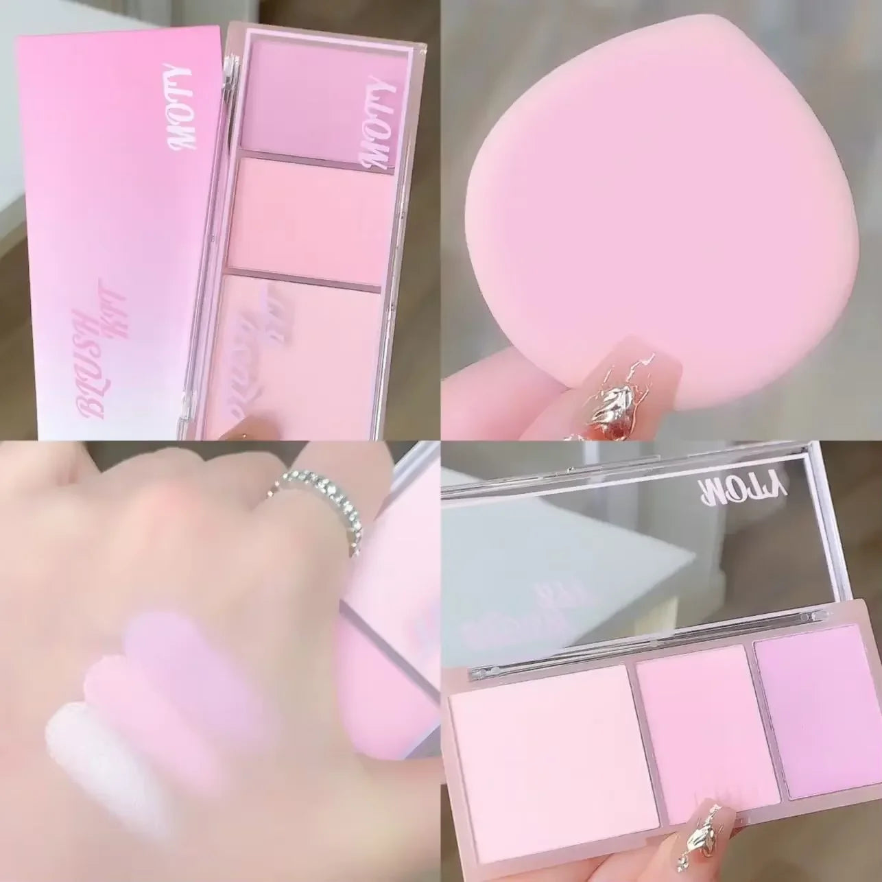 Pink Series 3 Colors Blush Makeup Palette Mashed Potato Texture Matte Cheek Tint Contour Shadow Blusher Cosmetics Rouge Powder