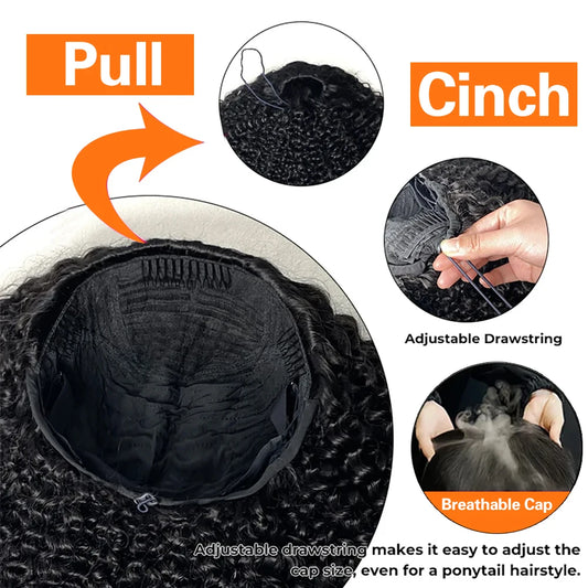 Half Wig Kinky Curly Human Hair Wigs 250% Curly Wigs 100% Human Hair No Leave Out Upgrade Glueless Clip In Half Wigs For Women