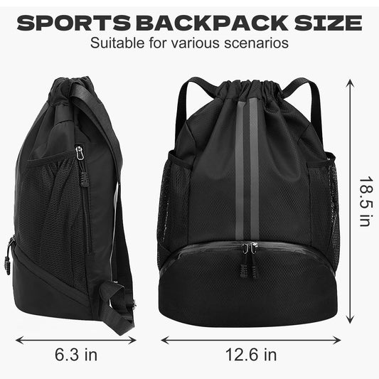 Basketball bag, swimming bag, dry wet separation women's storage bag, sports backpack, training and fitness drawstring backpack