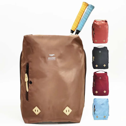 Nylon Fabric Backpack Dual Shoulder Bag for Tennis, Basketball, and Badminton with Built-In Racket Straps, Simple Travel Bags