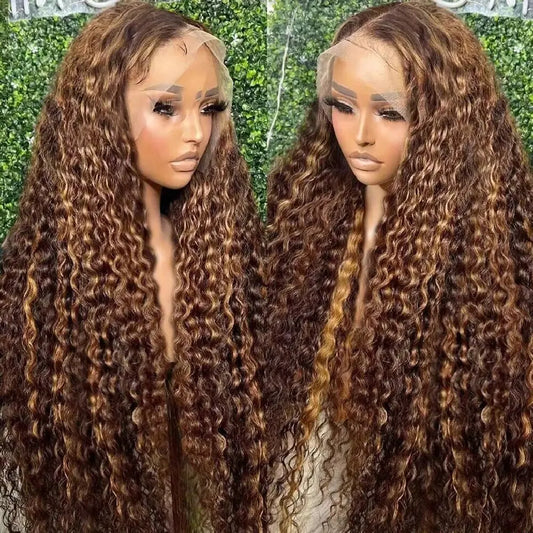 40 Inch Deep Wave Human Hair Wigs 427 Highlight 5x5 Hd Lace Frontal Wig 100% Human Hair 200 Density Pre Plucked Brazilian Hair