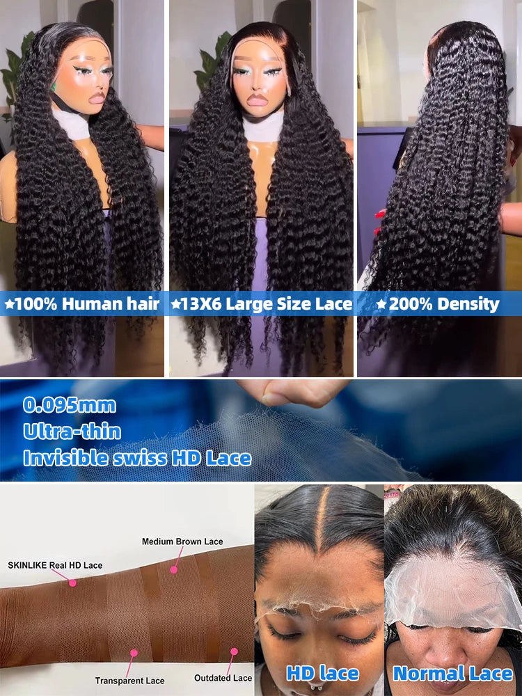 Curly 5x5 Glueless Wear And Go Wig 30 40 inch 200% 13x4 Lace Frontal Wig For Women Loose Deep Wave Lace Front Human Hair Wigs