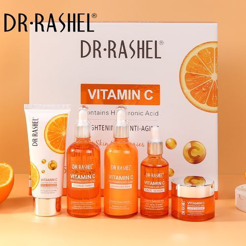 DR RASHEL Vitamin C Skincare Set – Pack Of 5 (Cleanser, Serum, Cream, Toner, Cleansing Milk)