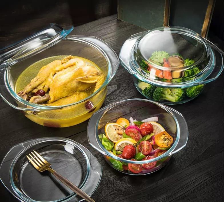 Glass Casserole Storage Bowl (3Pcs)