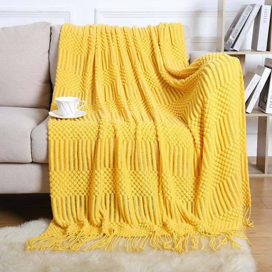 High quality Knitted throw blankets with tassel