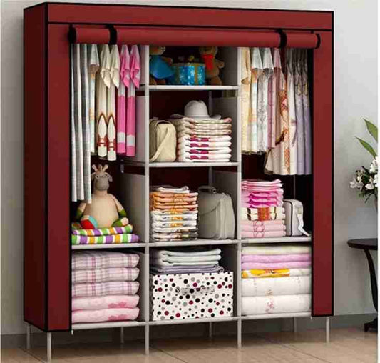 Three Column Metallic Portable Wardrobe