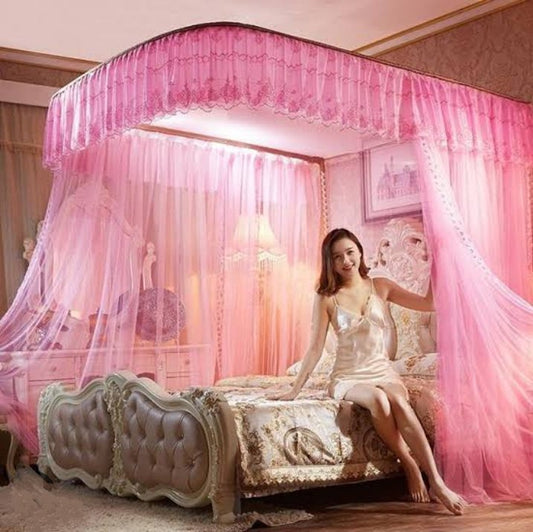 Pink Mosquito net with 2 Stands