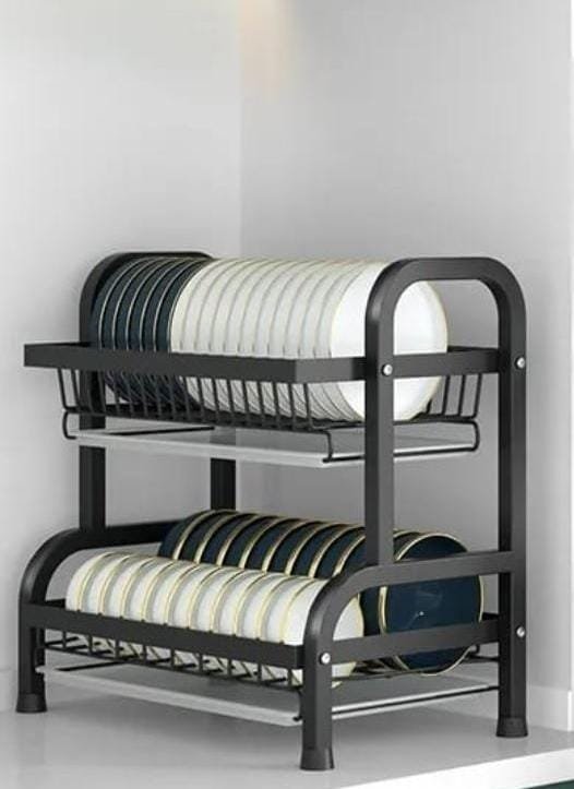 2-Tier 304 Stainless Steel Standing Dish Drainer For Kitchen Cabinet Or Counter, With cutlery Holder