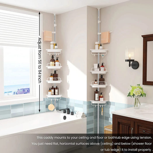 Heavy Duty 4 Tier Corner Shelf Shower Caddy organizer Tension Pole
