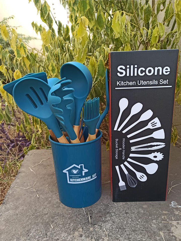 12PCS Silicone Spoon Set Blue