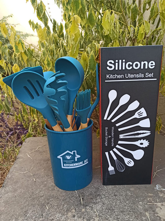 12PCS Silicone Spoon Set Blue