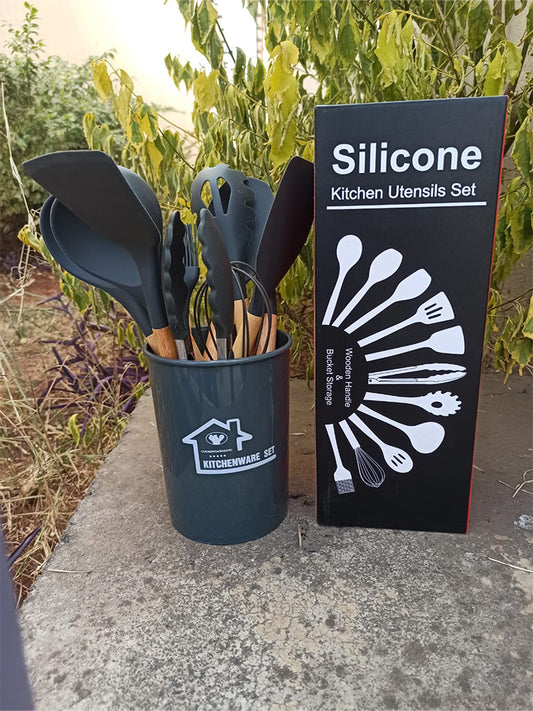 12PCS Silicone Spoon Set Grey
