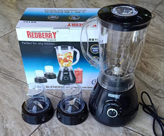 Redberry 3 in 1 Blender With Grinder and Mincer RB103