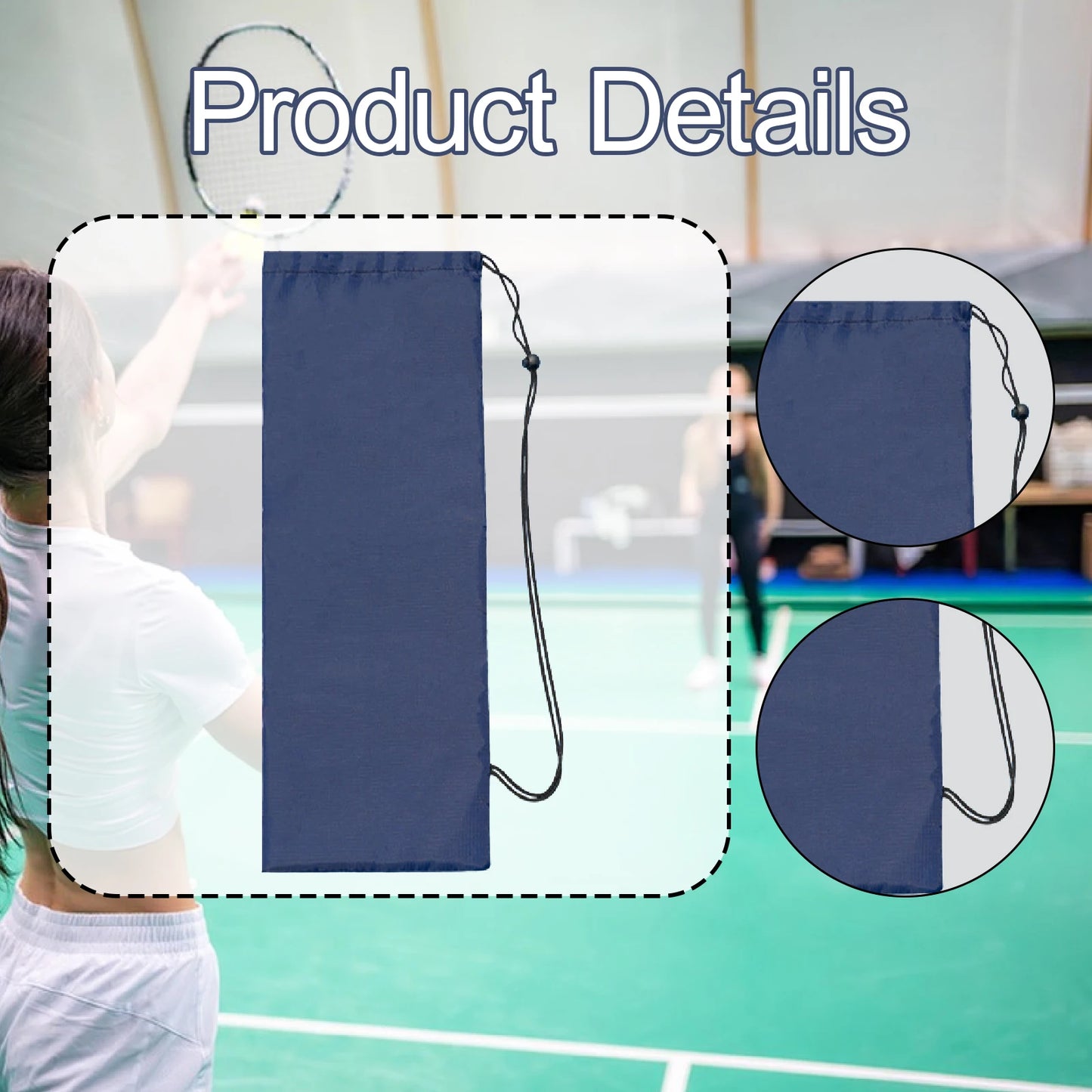 Soft Dustproof Protective Cover Case Badminton Racket Bag Pouch,Portable Drawstring Bag  for Beginner Badminton Players