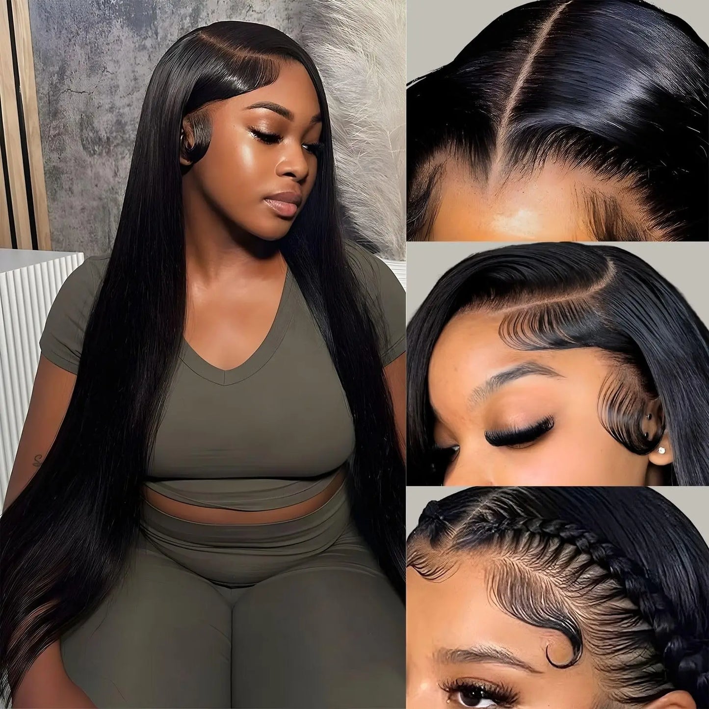 13×4 Straight Lace Front Wigs Human Hair Lace Frontal Wigs 180% Density Brazilian Virgin Human Hair Wigs Pre Plucked With Baby