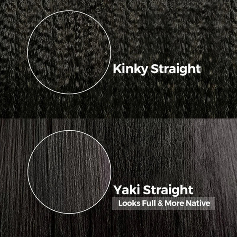 VSHOW Invisible Hairline 3 IN 1 Half Wig Yaki Kinky Straight Flip Over Elastic Drawstring Glueless Human Hair Wig For Beginner
