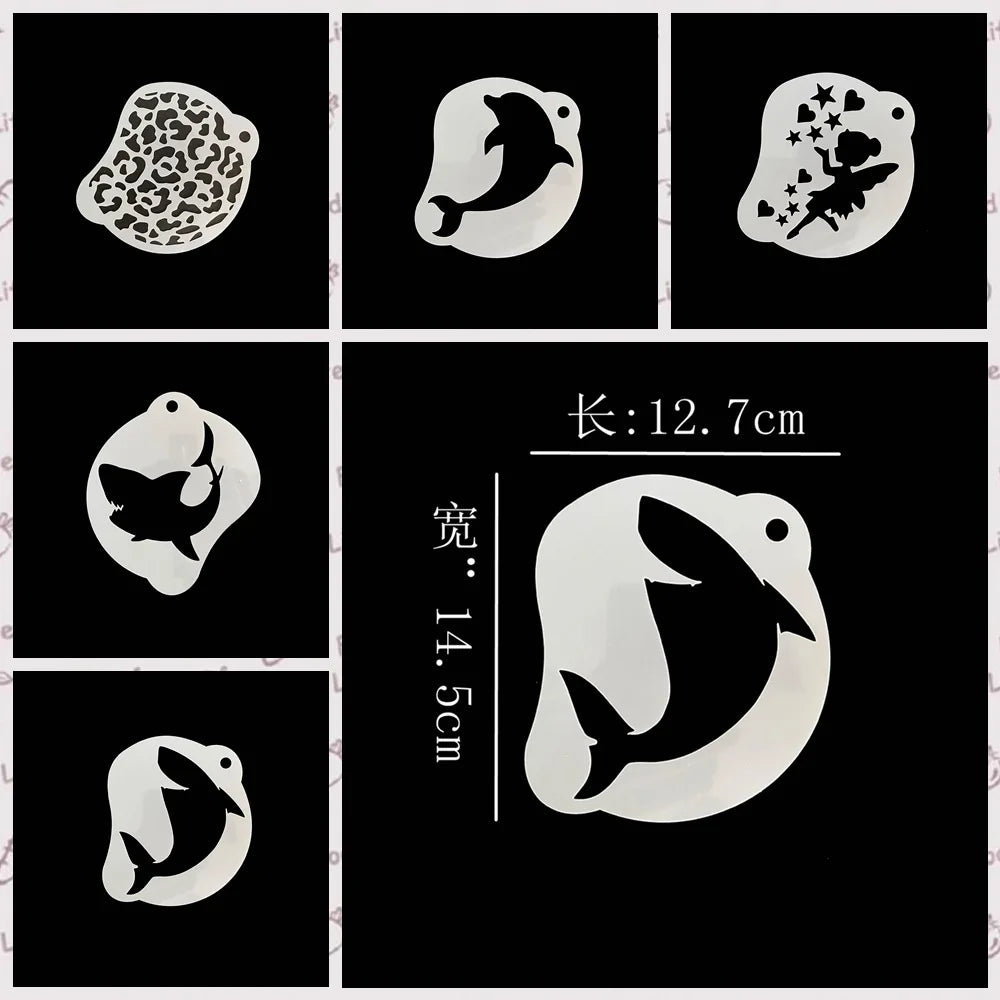 2023 New White 3/5/20Pcs set Face Painting Stencils Templates Professional Body Art Fairy Clown Dolphin Plastic Makeup Tools