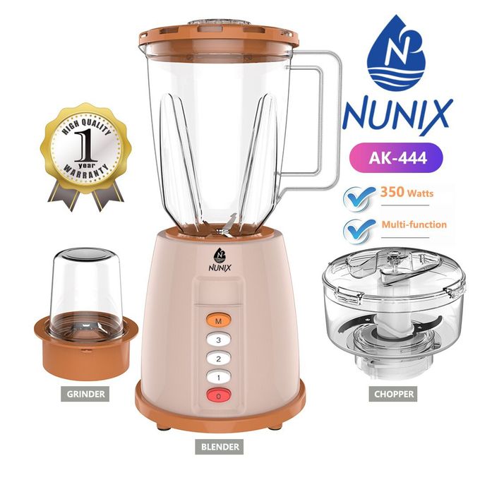 Nunix AK-444 3 In 1 Blender, Grinder & Chopper, 1.5L - 350W
