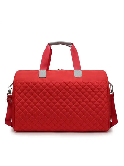 Fashion Waterproof Travel Weekender Quilted Duffle Bag Red