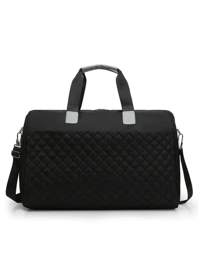 Fashion Waterproof Travel Weekender Quilted Duffle Bag Black