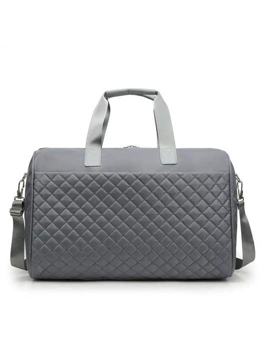 Fashion Waterproof Travel Weekender Quilted Duffle Bag Grey