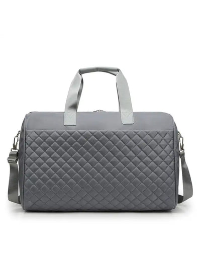 Fashion Waterproof Travel Weekender Quilted Duffle Bag Grey